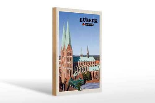Holzschild Städte Lübeck Deutschland Marienkirche 20x30cm