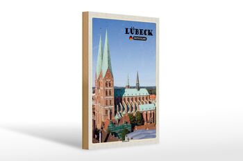 Panneau en bois villes Lübeck Allemagne Église Sainte-Marie 20x30cm 1