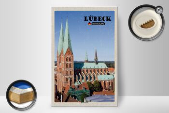 Panneau en bois villes Lübeck Allemagne Église Sainte-Marie 20x30cm 2