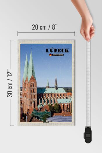 Panneau en bois villes Lübeck Allemagne Église Sainte-Marie 20x30cm 4