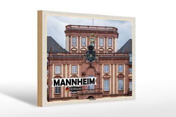 Panneau en bois villes Mannheim Allemagne château baroque 30x20cm 1