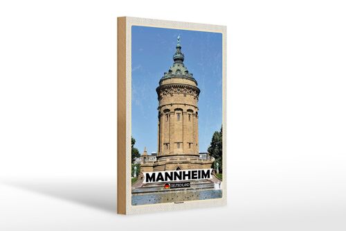 Holzschild Städte Mannheim Wasserturm Altstadt 20x30cm