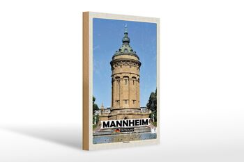 Panneau en bois villes Mannheim château d'eau vieille ville 20x30cm 1