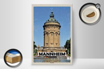 Panneau en bois villes Mannheim château d'eau vieille ville 20x30cm 2