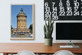Panneau en bois villes Mannheim château d'eau vieille ville 20x30cm 3