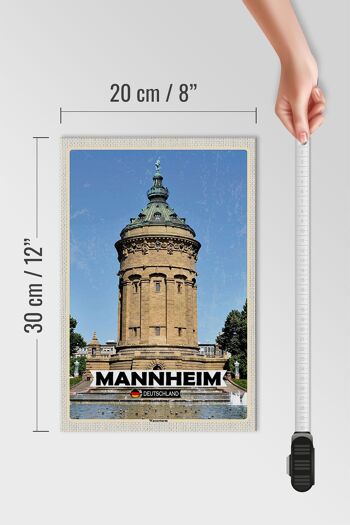 Panneau en bois villes Mannheim château d'eau vieille ville 20x30cm 4