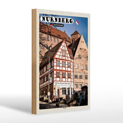 Cartel de madera ciudades Nuremberg Alemania casco antiguo 20x30cm