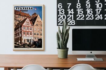Panneau en bois villes Nuremberg Allemagne vieille ville 20x30cm 3