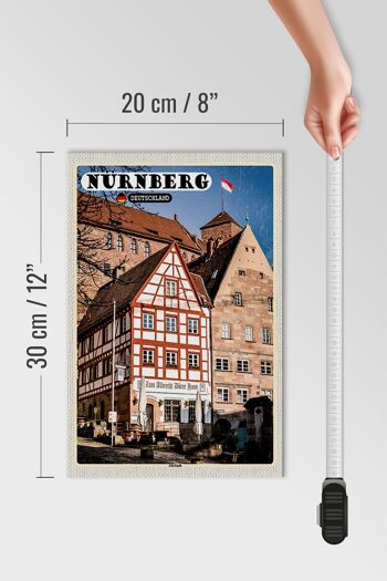 Panneau en bois villes Nuremberg Allemagne vieille ville 20x30cm 4