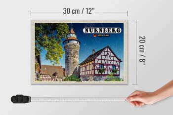 Panneau en bois villes Nuremberg architecture Kaiserburg 30x20cm 4