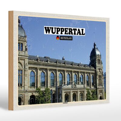 Cartel de madera ciudades Wuppertal Alemania ayuntamiento 30x20cm