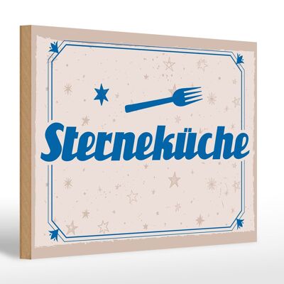 Cartello in legno con scritta "Cucina a stella" 30x20 cm