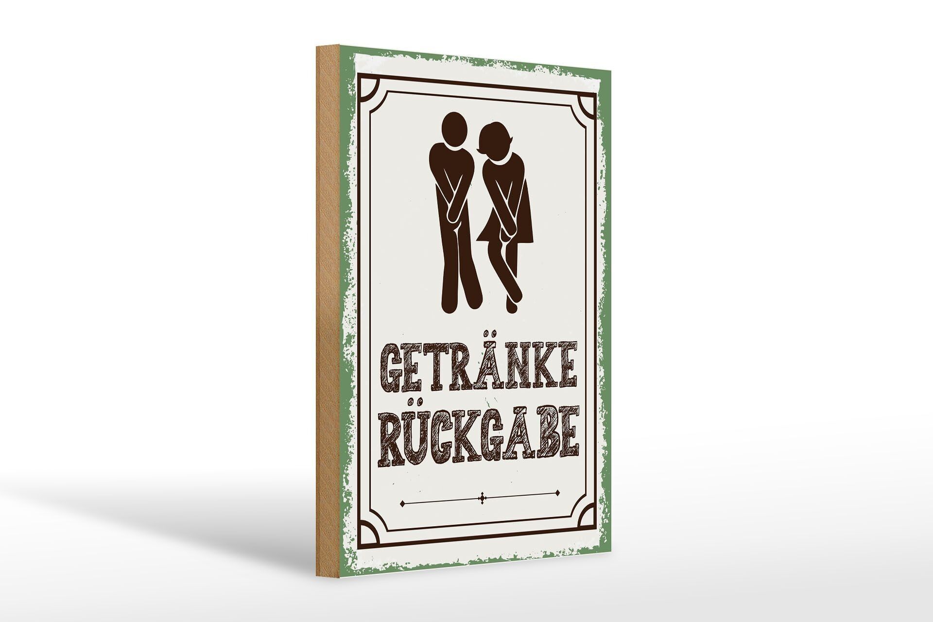 Cartel de madera que dice 20x30cm bebidas regresan verde