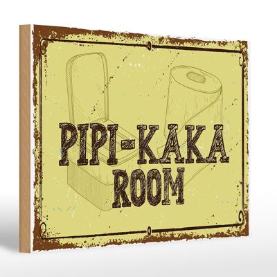 Letrero de madera que dice Habitación Pipi-Kaká 30x20cm.