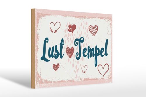 Holzschild Spruch 30x20cm Lust Tempel rosa glücklich