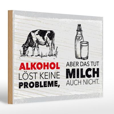 Cartello in legno l'alcol non risolve i problemi cartello bianco 30x20 cm