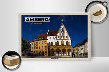 Panneau en bois indiquant l'hôtel de ville historique d'Amberg 30x20cm 2