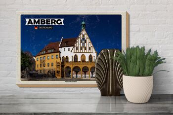 Panneau en bois indiquant l'hôtel de ville historique d'Amberg 30x20cm 3