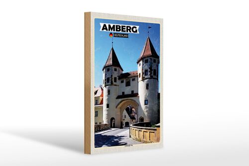 Holzschild Städte Amberg Nabburger Tor Mittelalter 20x30cm