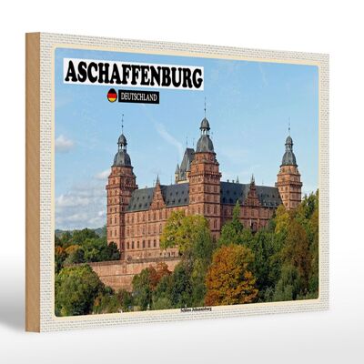 Holzschild Städte Aschaffenburg Schloss Johannesburg 30x20cm