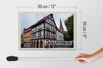 Panneau en bois villes Abbaye d'Aschaffenbourg Basilique Vieille Ville 30x20cm 4
