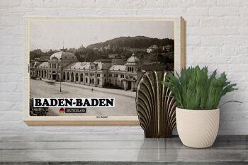 Panneau en bois villes Baden-Baden ancienne gare 30x20cm 3