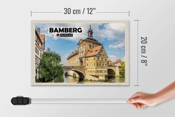 Panneau en bois villes Bamberg ancien hôtel de ville rivière 30x20cm 4