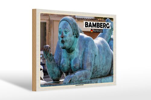 Holzschild Städte Bamberg Liegende mit Frucht 30x20cm