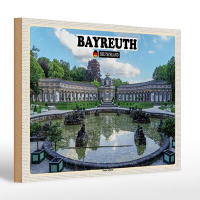 Holzschild Städte Bayreuth Neues Schloss Brunnen 30x20cm