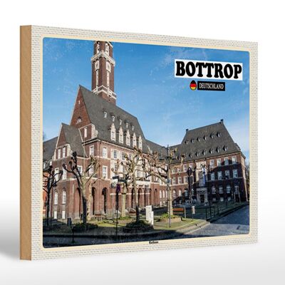 Holzschild Städte Bottrop Rathaus Architektur 30x20cm