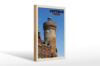 Panneau en bois villes Cottbus Spremberger Tower 20x30cm 1