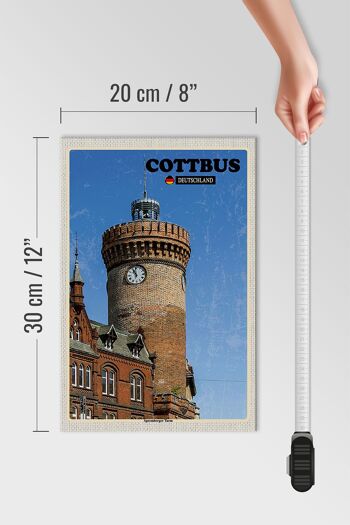 Panneau en bois villes Cottbus Spremberger Tower 20x30cm 4