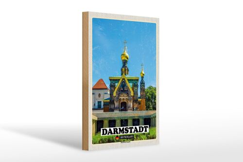Holzschild Städte Darmstadt Russische Kapelle 20x30cm