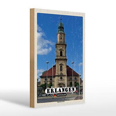 Letrero de madera ciudades Erlangen Iglesia Hugonote 20x30cm