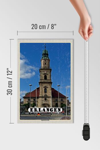 Panneau en bois villes Erlangen Église Huguenote 20x30cm 4