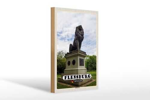 Holzschild Städte Flensburg Idstedter-Löwe Skulptur 20x30cm