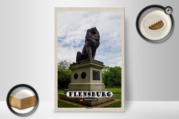Panneau en bois villes Flensburg Idstedter sculpture lion 20x30cm 2