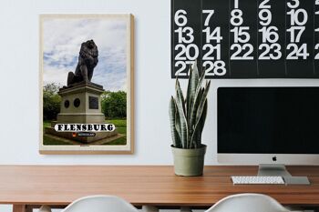 Panneau en bois villes Flensburg Idstedter sculpture lion 20x30cm 3