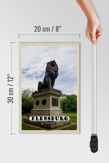 Panneau en bois villes Flensburg Idstedter sculpture lion 20x30cm 4