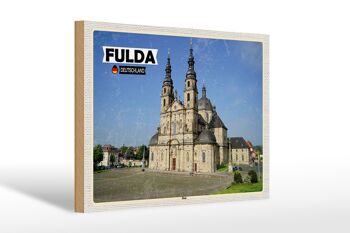 Panneau en bois villes Cathédrale de Fulda Architecture médiévale 30x20cm 1