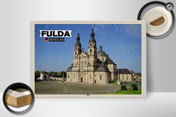 Panneau en bois villes Cathédrale de Fulda Architecture médiévale 30x20cm 2