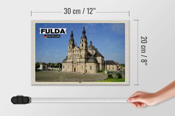 Panneau en bois villes Cathédrale de Fulda Architecture médiévale 30x20cm 4