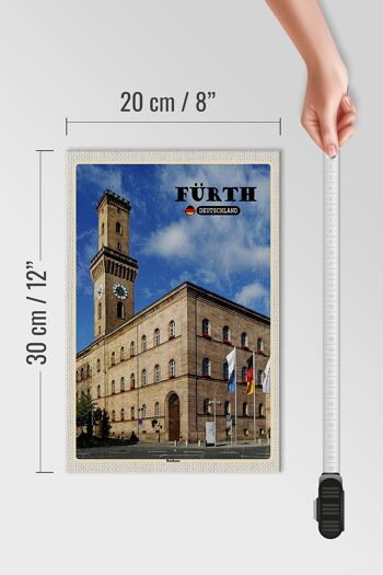 Panneau en bois villes Hôtel de ville de Fürth drapeaux de la vieille ville 20x30cm 4