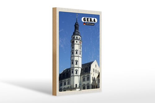 Holzschild Städte Gera Rathaus Altstadt Architektur 20x30cm