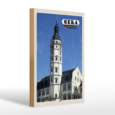 Holzschild Städte Gera Rathaus Altstadt Architektur 20x30cm