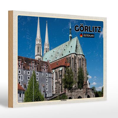Cartello in legno città Görlitz Peterskirche gita cittadina 30x20 cm