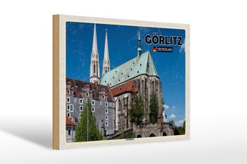 Panneau en bois villes Görlitz Peterskirche city trip 30x20cm 1