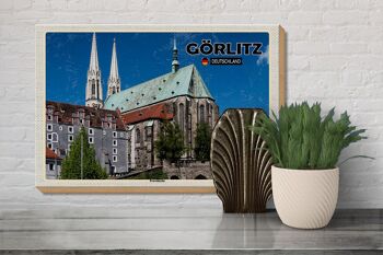 Panneau en bois villes Görlitz Peterskirche city trip 30x20cm 3