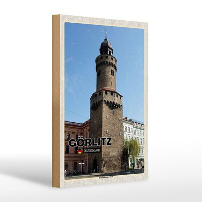 Letrero de madera ciudades Görlitz Torre Reichenbacher 20x30cm