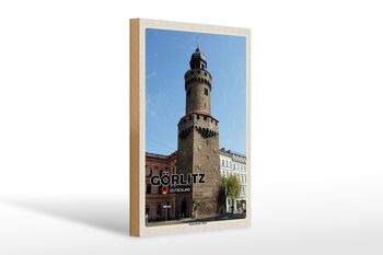 Panneau en bois villes Görlitz Reichenbacher Tower 20x30cm 1
